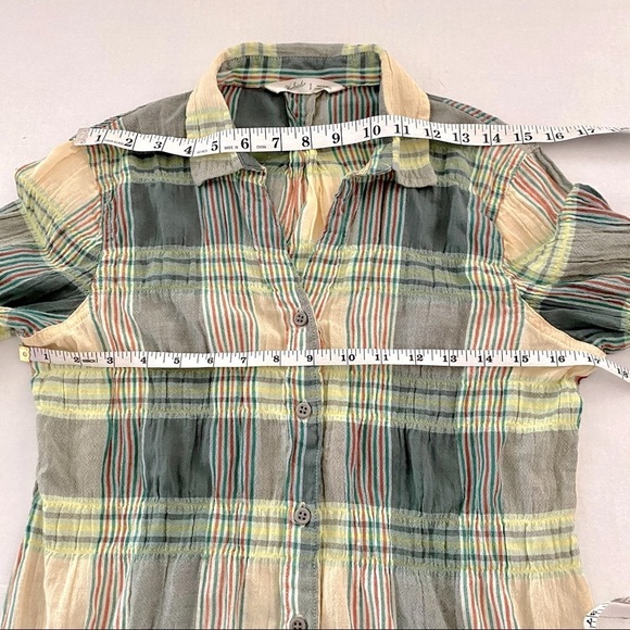 WOOLRICH Plaid Gray Yellow Cotton Shirt Small Convertible Roll-up Sleeve - Picture 13 of 15